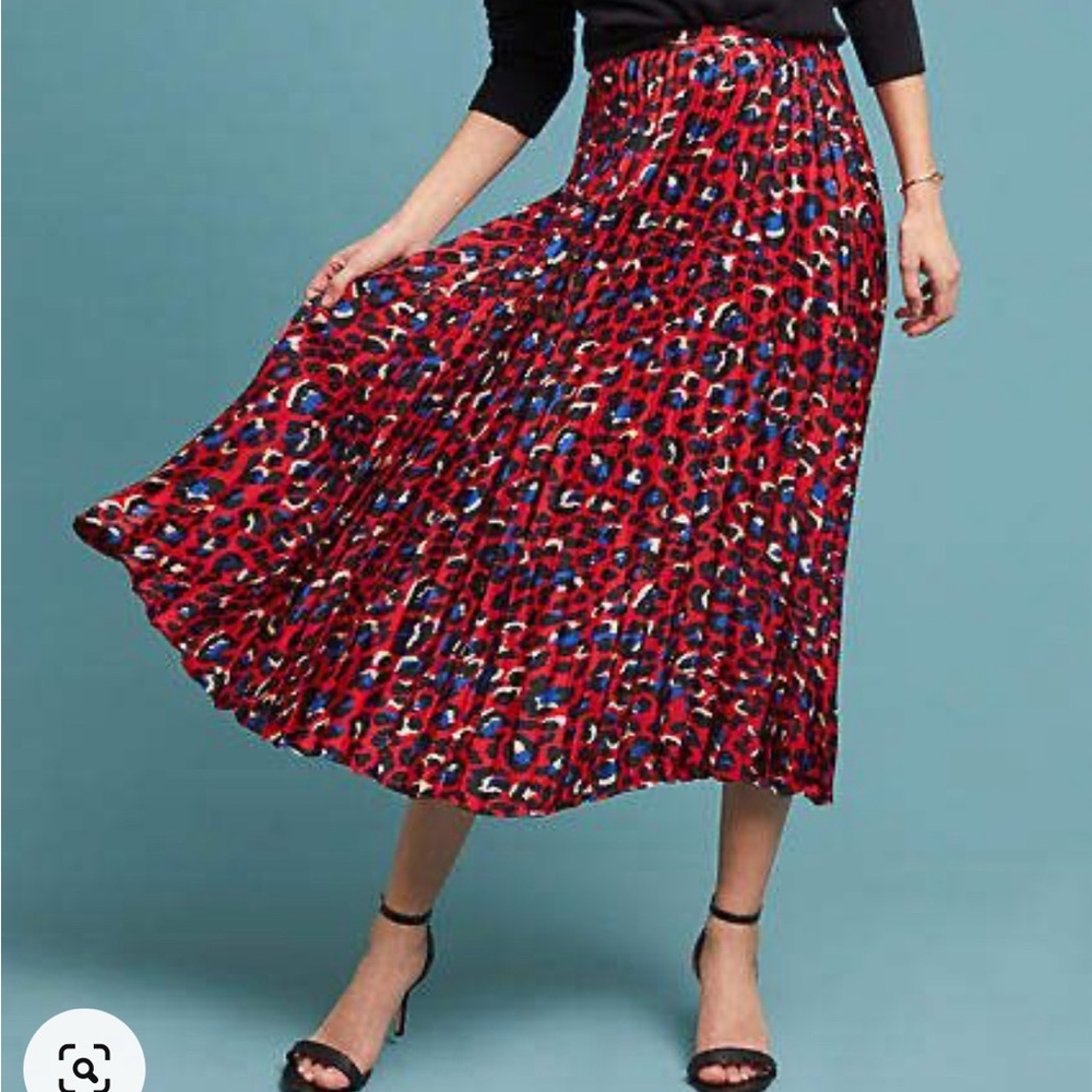 FRNCH Pleated Leopard Skirt